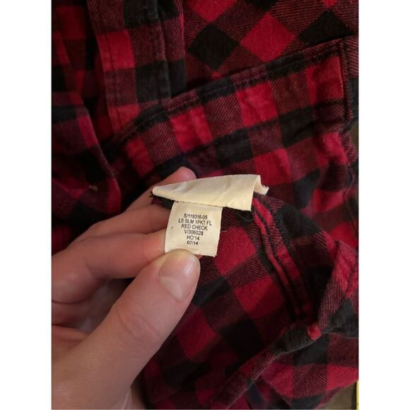 Men’s Old Navy Button Down Buffalo Plaid Flannel SZ XXL 100% Cotton Red & Black - Picture 4 of 8